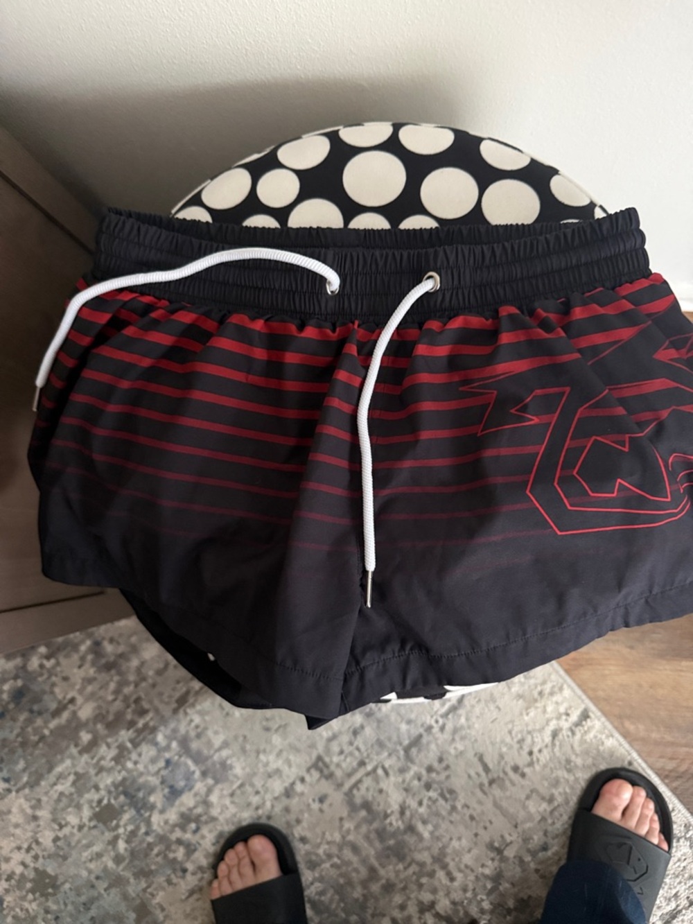 Nasty pig  Black and Red Striped swim trunks
